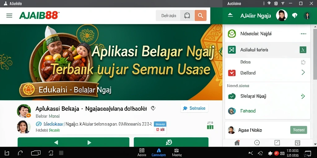 Antarmuka aplikasi AJAIB88 untuk belajar ngaji yang interaktif.