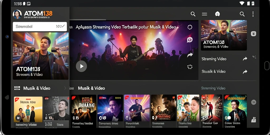 Antarmuka utama ATOM138 menampilkan fitur Streaming Video yang menarik.