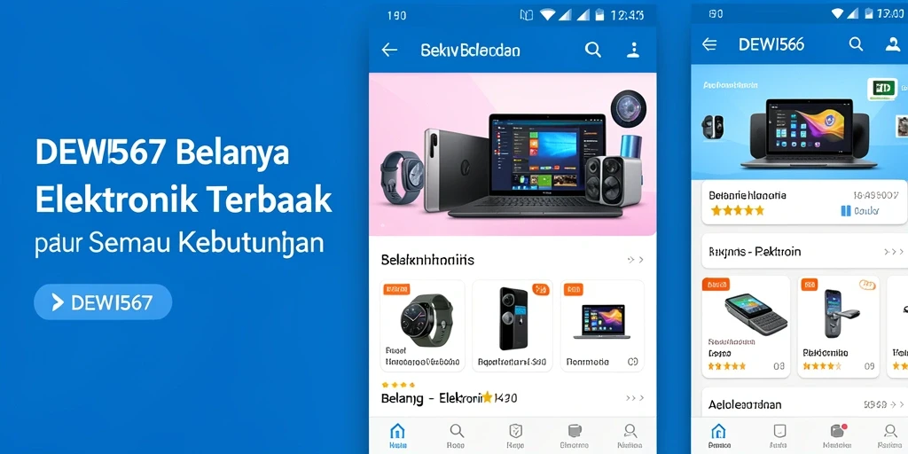 Antarmuka DEWI567 menampilkan produk elektronik menarik dan navigasi yang mudah.