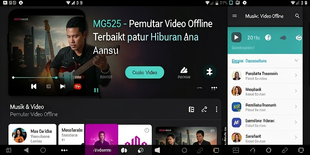 Antarmuka MG525 yang menarik dan mudah digunakan untuk Pemutar Video Offline.