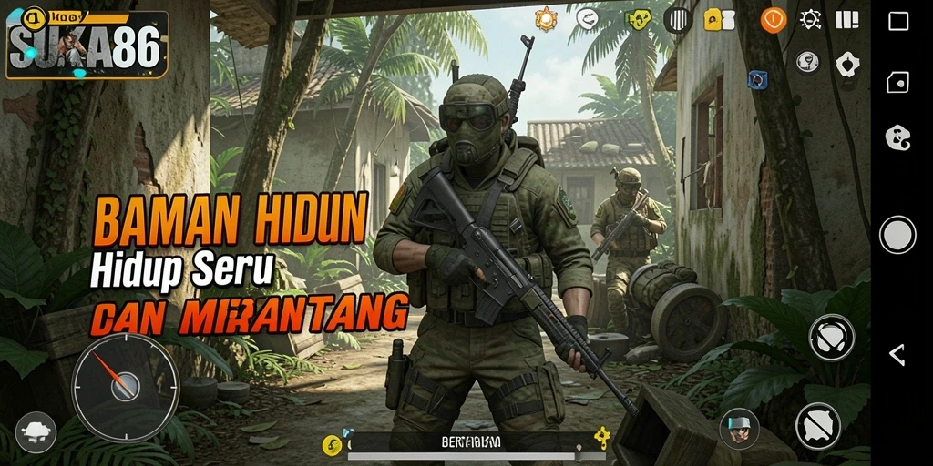 Tampilan antarmuka <strong>SUKA86</strong> yang menarik dengan fokus pada Bertahan Hidup.